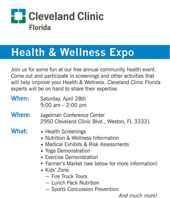 Click Here to Register for the Cleveland Clinic Florida Health & Wellness Expo - April 28, 2012