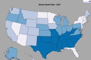CDC Health Stats - Stroke Death Rates per 100,000 population, by State