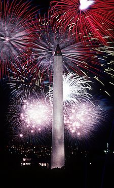 Fourth of July Fireworks at the Washington Monument (image courtesy of Wikipedia Commons)