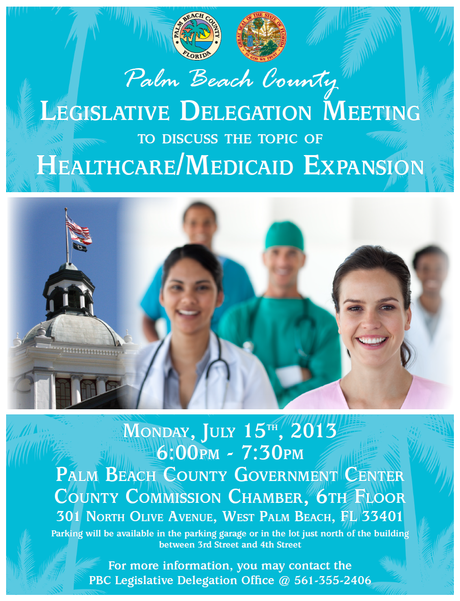 Palm Beach County Legislative Delegation - Announcement of Meeting on Medicaid Expansion
